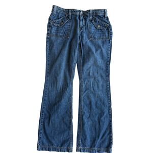 Tommy Hilfiger Vintage Women 8 Blue Flare Leg Utility Pocket Jeans Y2k
